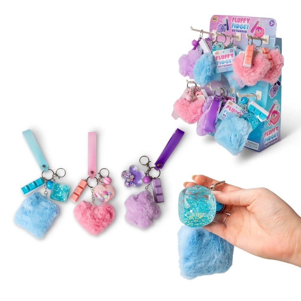 Fluffy Fidget Keychain Set - Sensory Stress Relief Toys - 3 Styles
