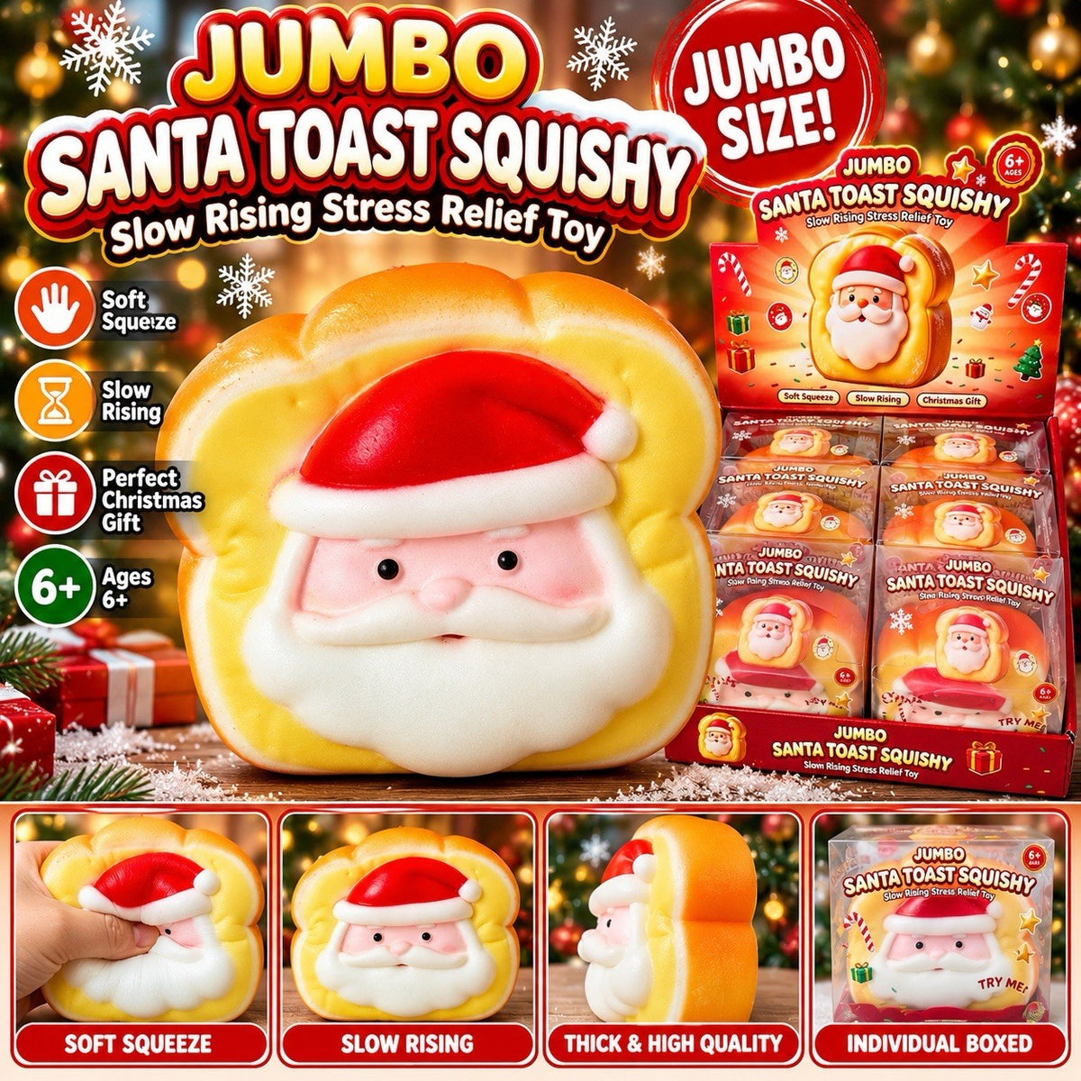 Jumbo Santa Toast Squishy